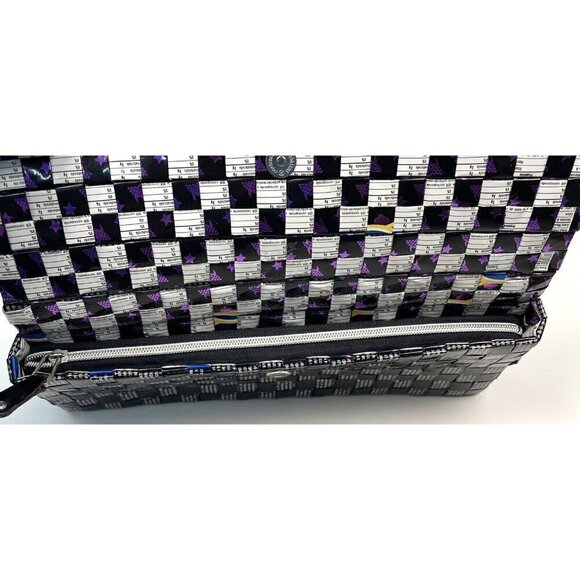NAHUI OLLIN Womens 12"x5" Black/Purple Wrapper Envelope CLUTCH Handbag Purse EUC - Picture 5 of 7